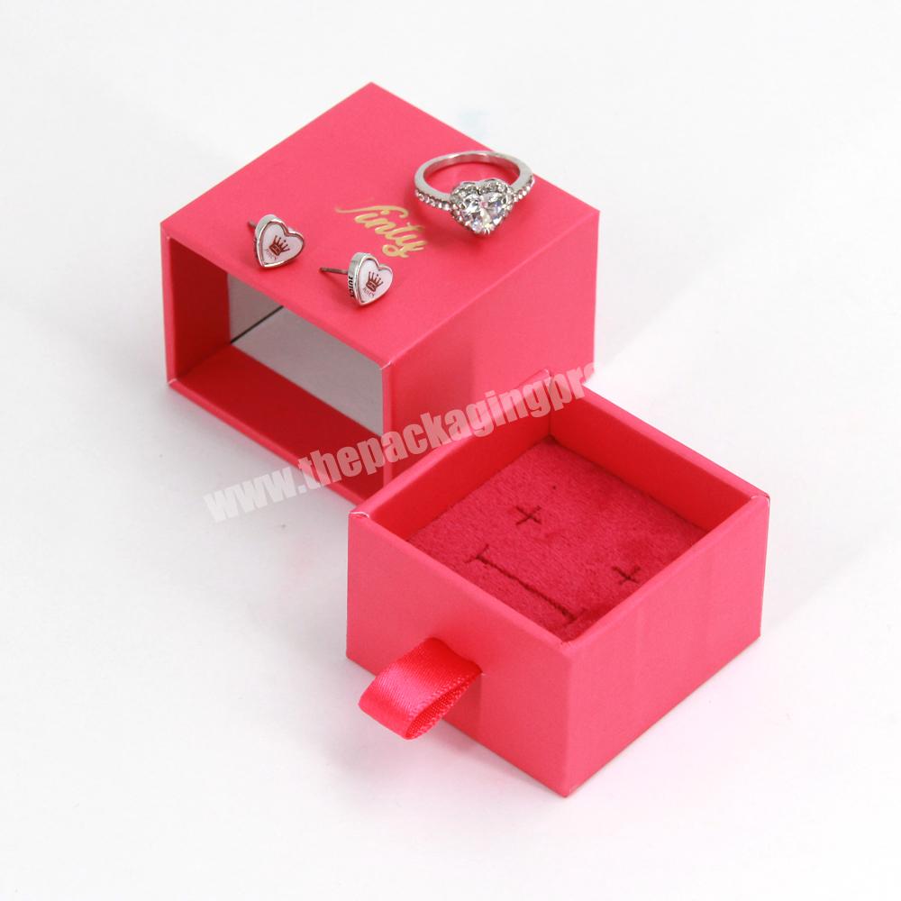 Custom eco friendly paper trinket jewelry box colorful cute jewelry storage packaging box drawer ring gift jewelry packaging box