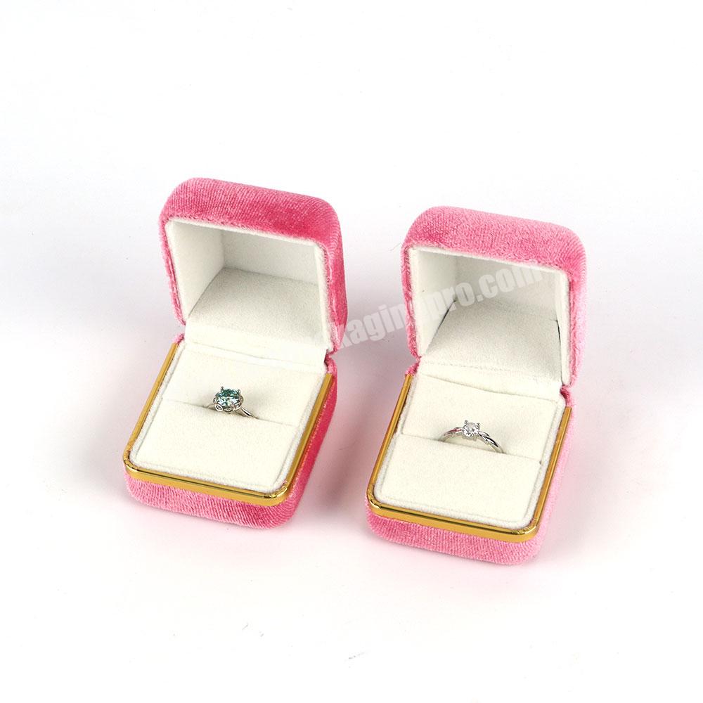 Custom exquisite ring earring jewelry gift storage box unique pink velvet portable gift jewellery packaging case box