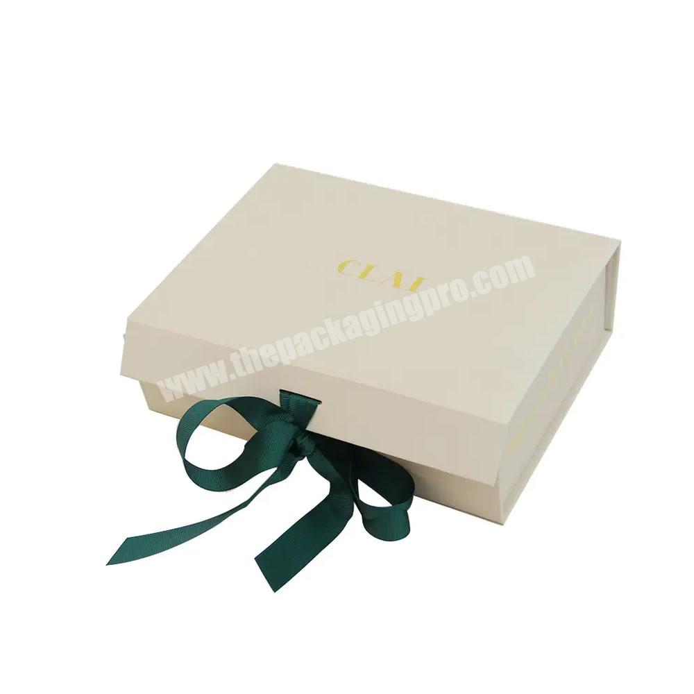 Custom folding paper packaging boxes clothing shoes ribbon folding magnetic gift box with ribbon wedding gift box packaging