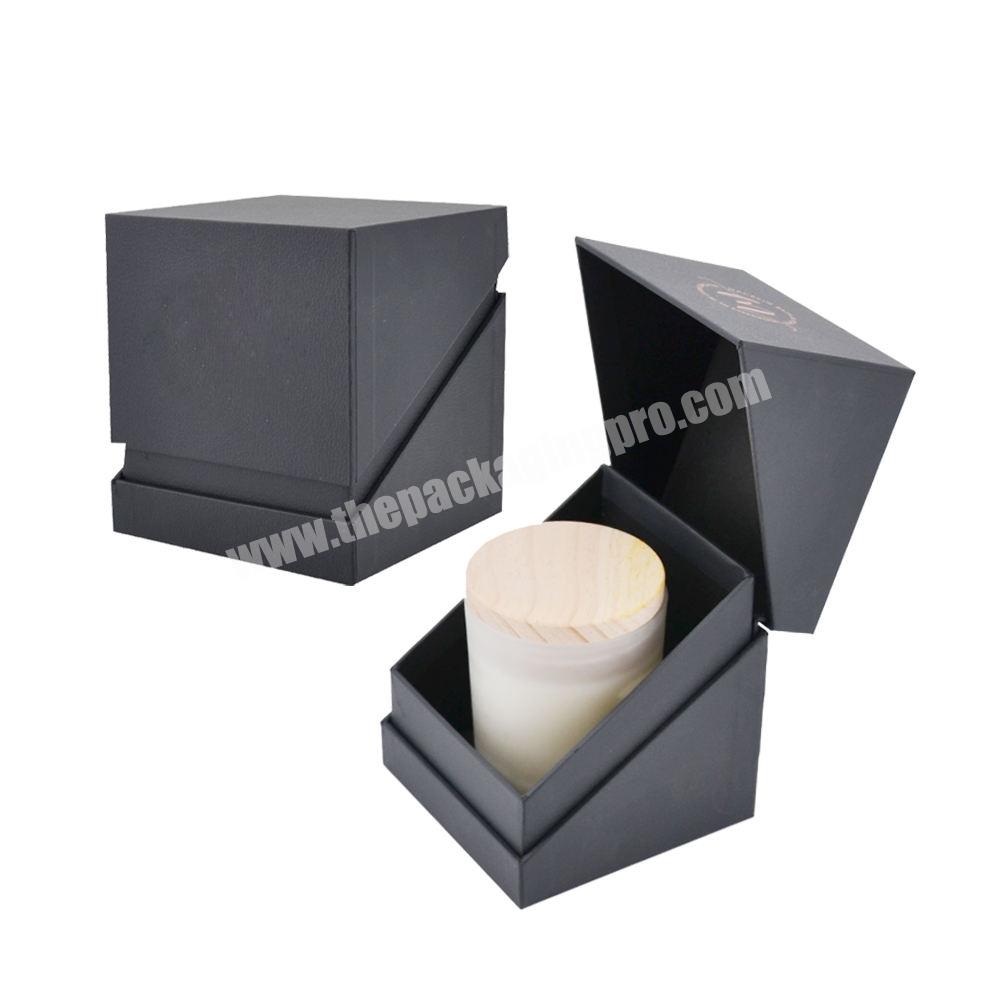 Custom gold foil logo black paper candle box packaging jar set gift shipping candle box with inserts luxury candle box