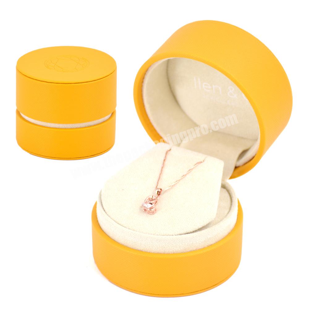 Custom jewelry boxes high quality leather round magnetic flip jewelry packaging box with logo ring necklace jewelry display box