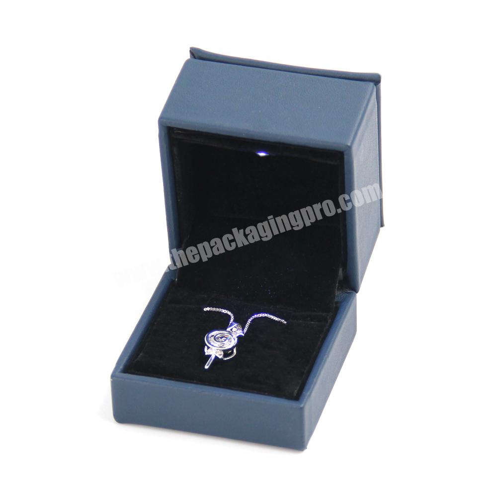 Custom jewelry boxes with logo blue wedding ring jewelry box with light luxury packaging gift flip ring jewelry magnetic boxes