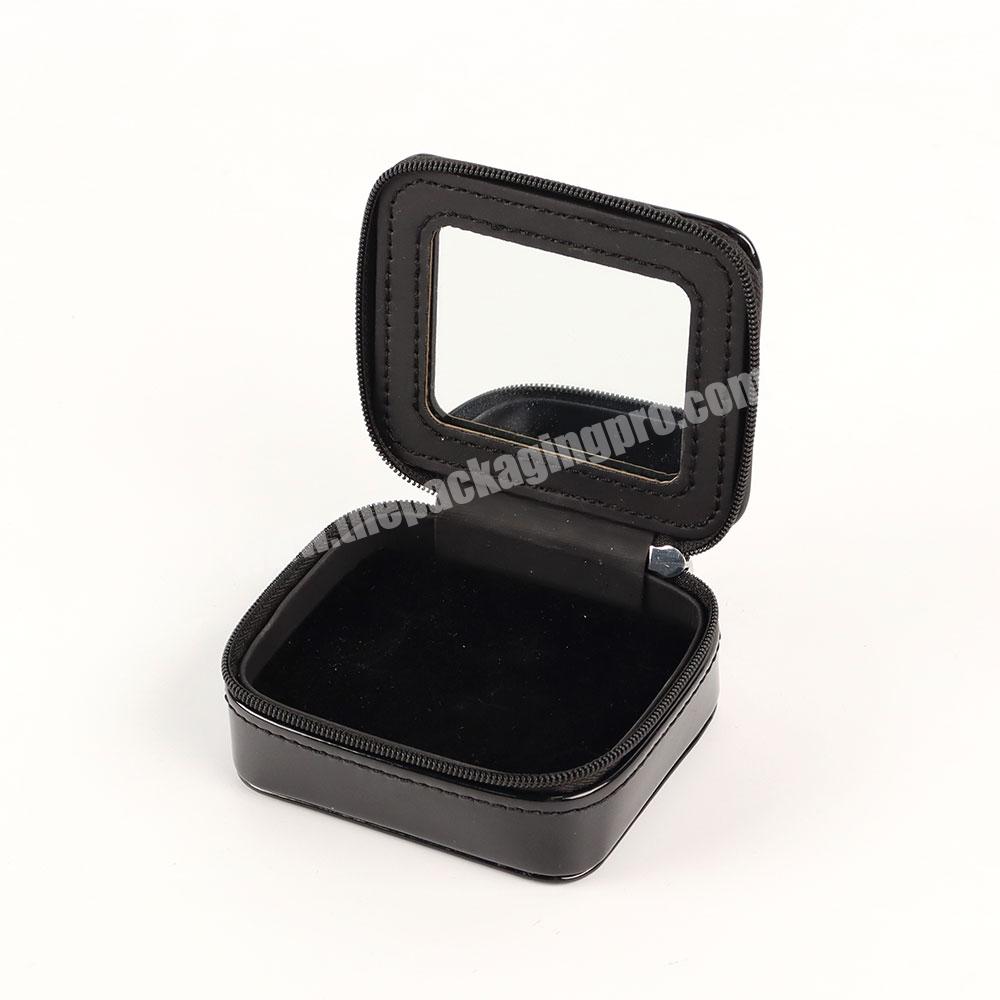 Custom jewelry packaging box leather zipper pu simple storage jewelry box wholesale creative lovely small travel jewelry box