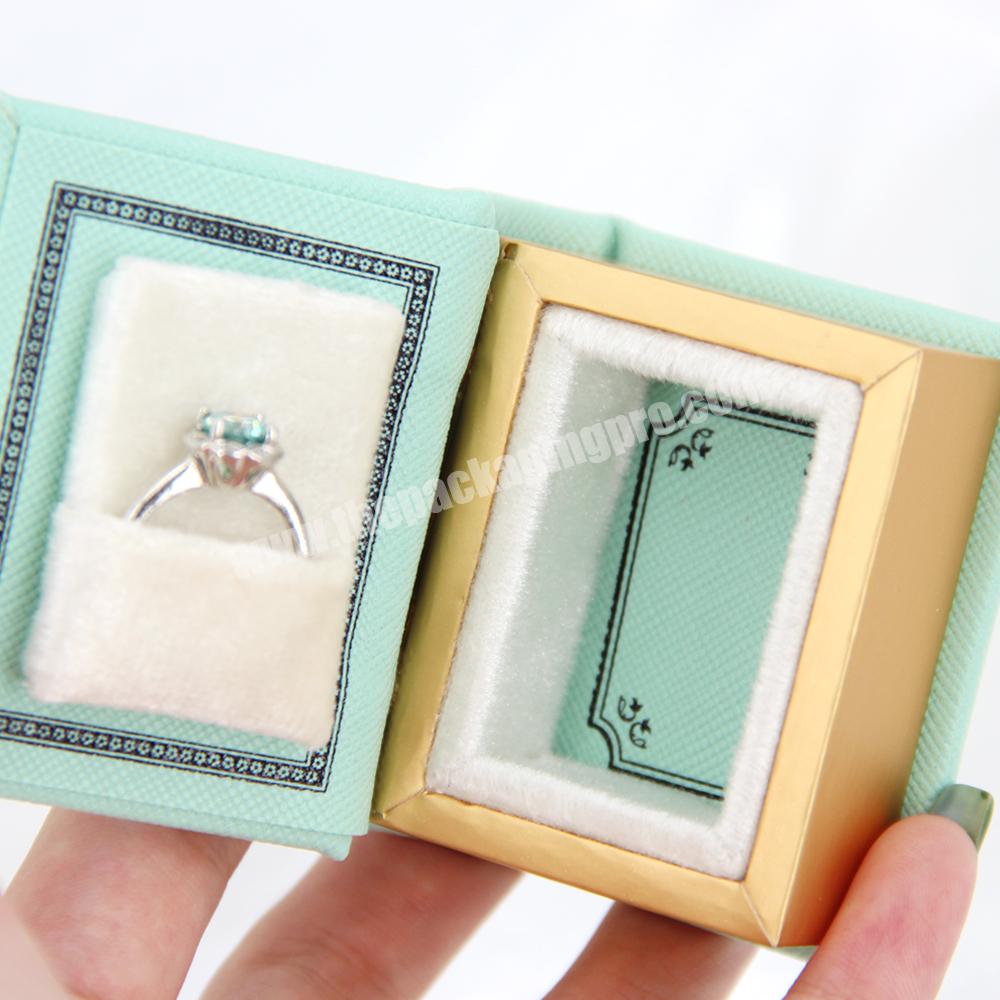 Custom logo creativity leather ring jewelry box set mini ring packaging jewelry box organizer travel mini book shape jewelry box