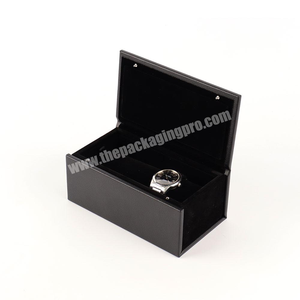 Custom logo design handmade flat leather watch boxes luxury oem watch gift travel box packaging single leather watch box
