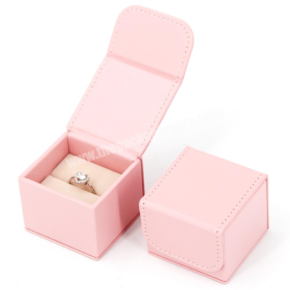 Custom logo flip leather jewelry box travel leather bracelet box jewelry storage packaging ring luxury leatherette jewelry box