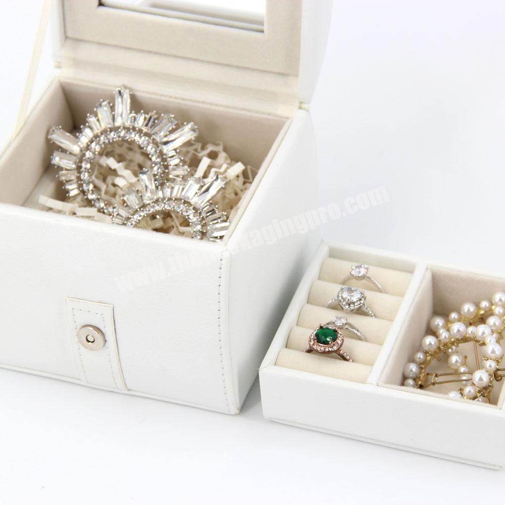 Custom logo printed jewelry box gift packaging wedding ring set shell boxes portable multi function accessories jewelry boxes