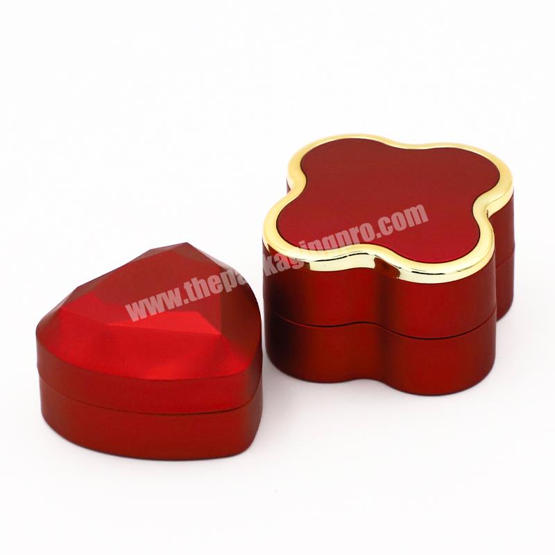 Custom logo red lacquer Led jewellery ornament box bijoux luxury led jewellery package custom ring boxes jewelry box with lights