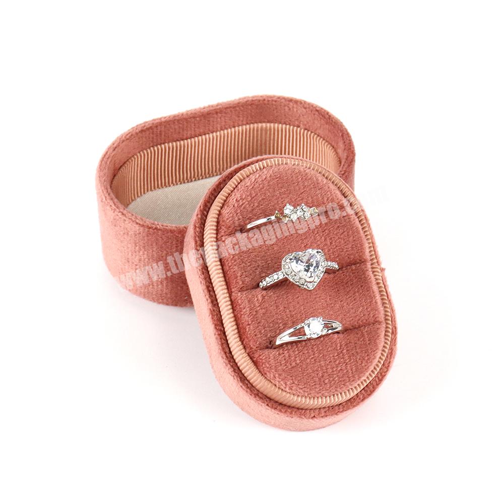 Custom logo wedding ring gift packaging box jewelry velvet wedding ring box for engagement wedding luxury velvet jewelry box