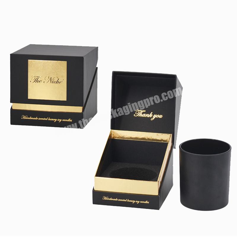 Custom luxury black magnetic empty rigid tin candle set box packaging scented candles container candle jar with lid gift box