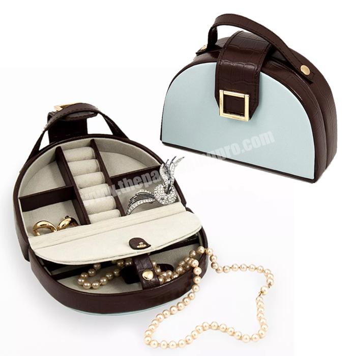 Custom luxury brown crocodile leather jewelry case jewelry travel box organizer leather travel case jewelry box