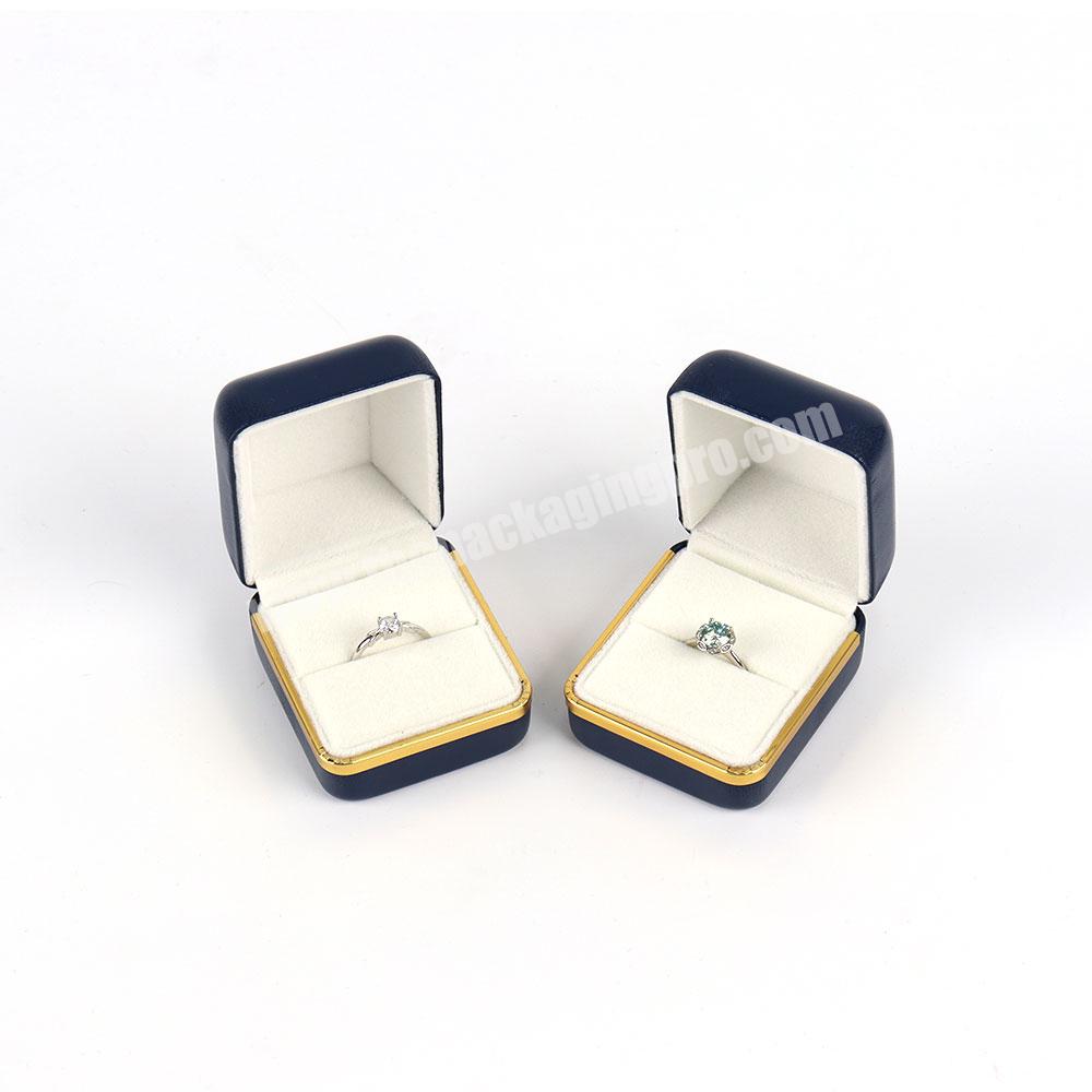 Custom luxury jewelry ring box women set blue leather jewelry valet box engagement jewelry ring gift box