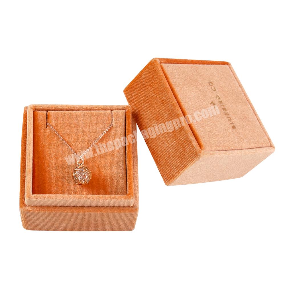 Custom luxury pink velvet jewelry packing double oval velvet ring box luxury jewelry earring box with logo jewellery set box