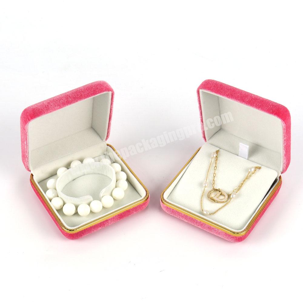 Custom made pink jewelry business box luxury recycled jewelry packaging box with logo pink pearl necklace jewelry box