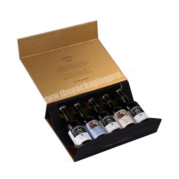 Custom magnetic folding rigid cardboard biodegradable wine bottle box with ribbon wedding wine glass boxes wine box luxury