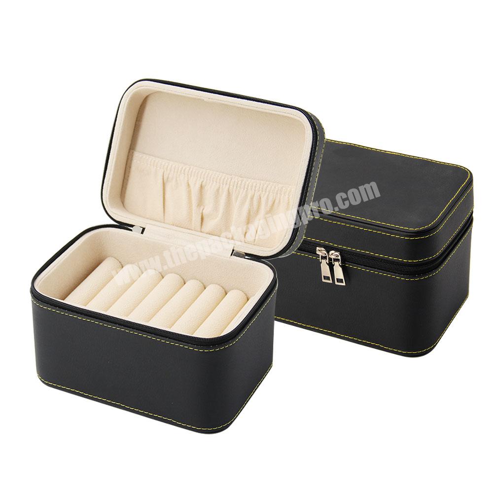 Custom portable leather ring bracelet earrings display storage box luxury gift jewelry packaging boxes velvet jewelry gift box