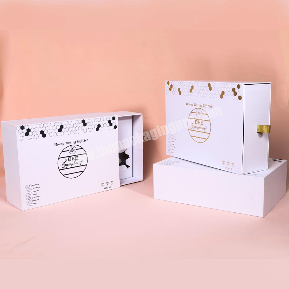 Custom printed color paper clothes packaging display drawer sliding cardboard gift box