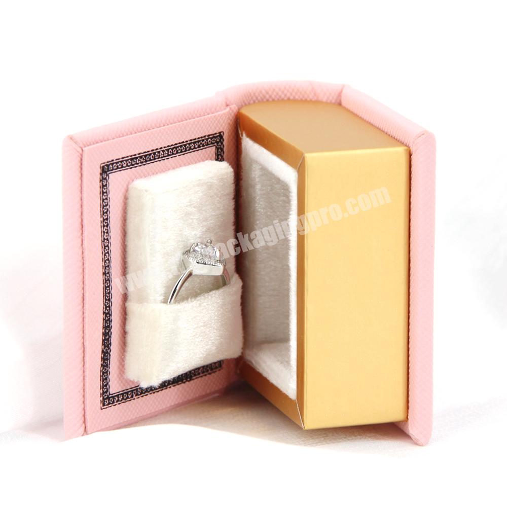 Mini pink with golden leather and star cow painted jewelry box