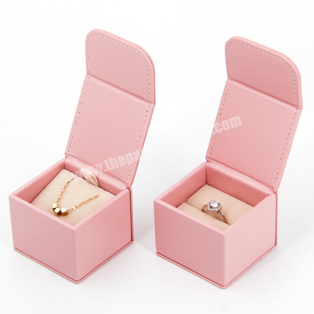 Custom ring jewelry boxes with logo for pendant and earrings foam gift boxes jewelry ring unique leather foldable jewelry box