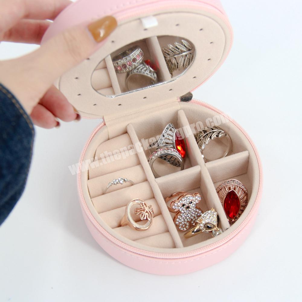 Custom ring necklace gift packaging jewelry box leather zipper travel gift jewelry boxes with logo luxury portable jewelry box