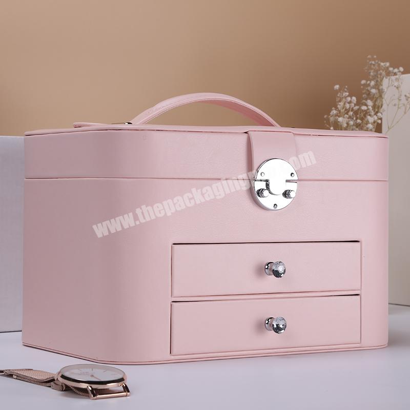 Custom rounded small double layer drawer jewellery storage box packaging necklace ring bracelet organizer jewelry box with logo