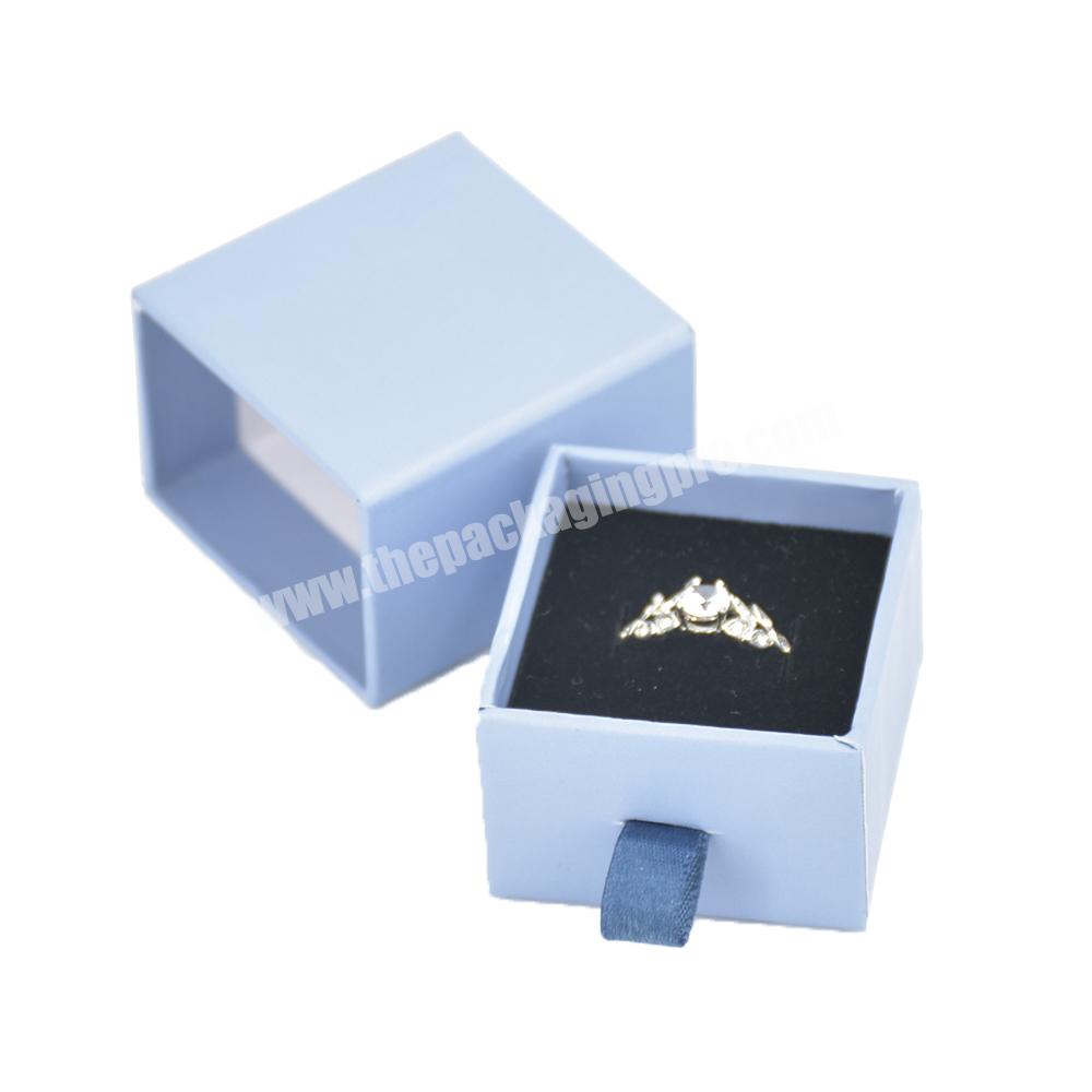 Custom sliding drawer style kraft paper jewelry gift packaging box with foam insert customized logo wholesale jewelry ring box