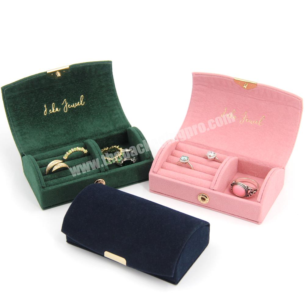 Custom unique jewelry packaging box magnetic flip velvet portable earring jewelry box packaging gift wedding ring jewelry box