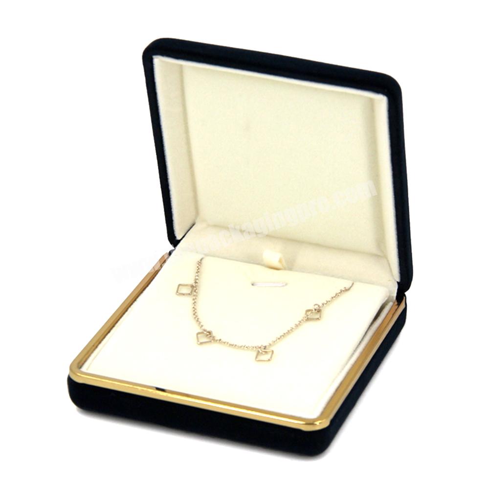 Custom velvet flip necklace jewelry box beaded velvet travel portable jewelry set gift box packaging luxury jewelry boxes