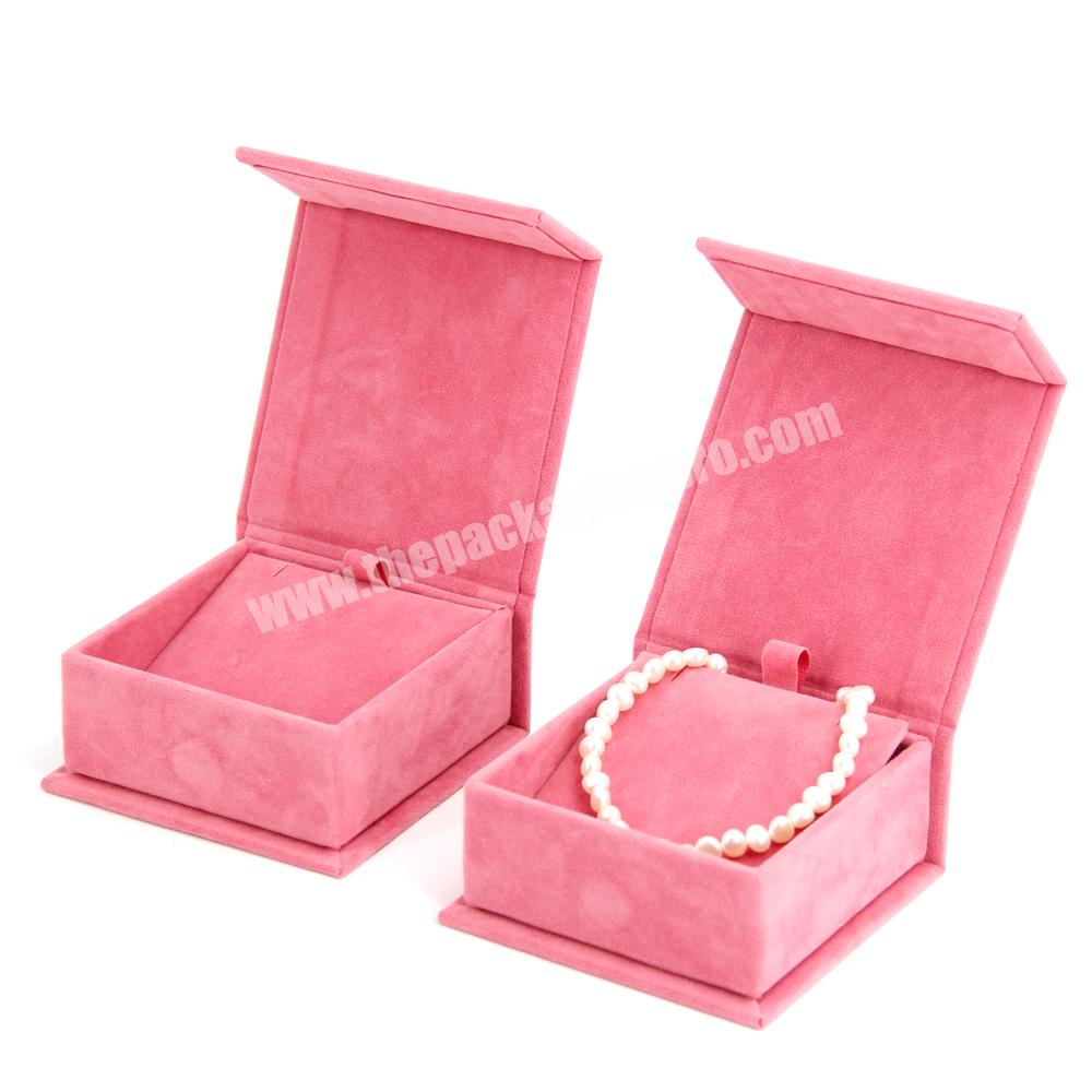 Custom velvet magnetic flip necklace jewelry organizer box velvet necklace jewelry packaging box with logo magnetic jewelry box