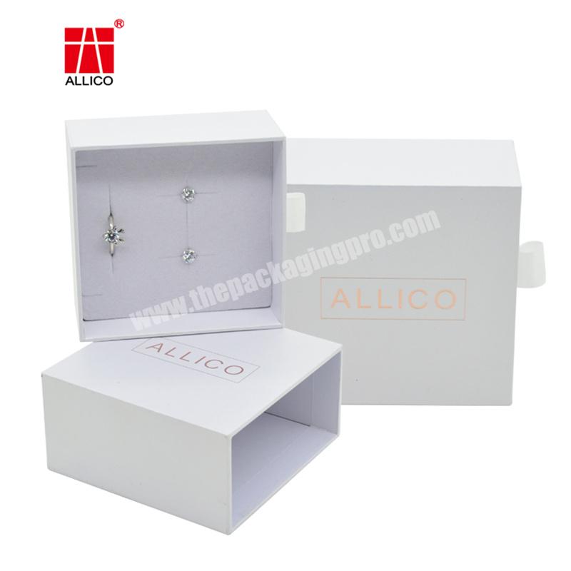 Customised jewelry gift box luxury earring ring necklace jewelry packaging paper boxes with lining