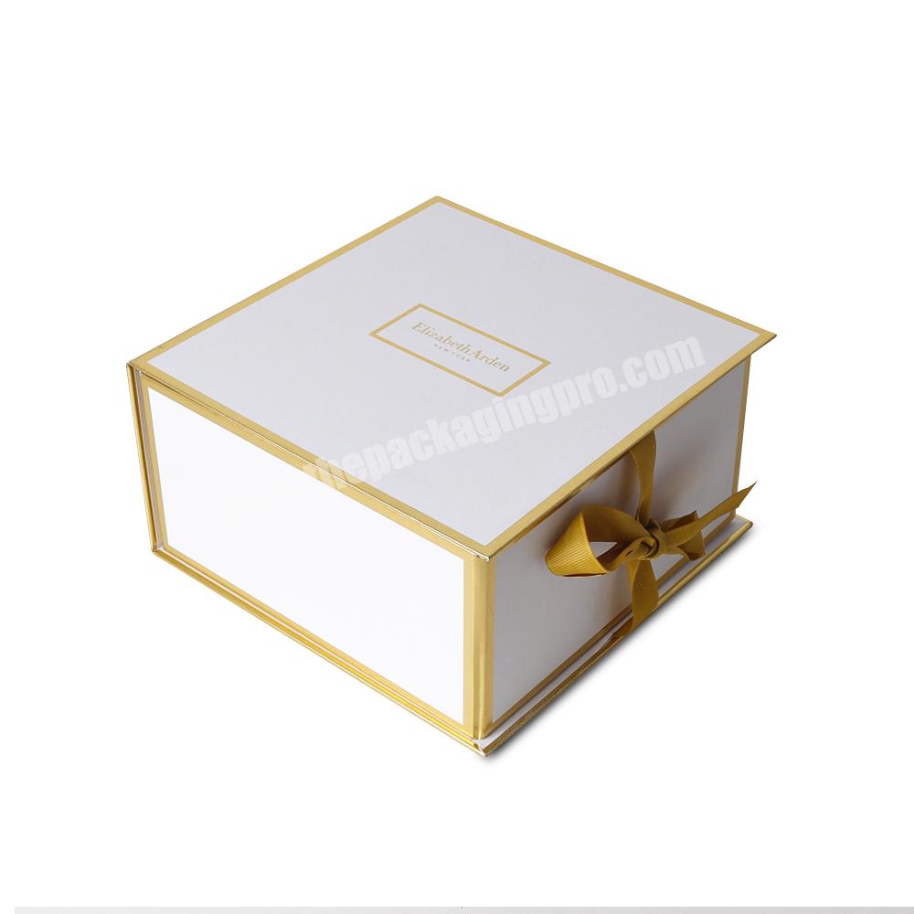 Customization Logo Luxury Hard Rigid Magnetic Folding Storage Paper Packaging Gift Box With Ribbon Closure