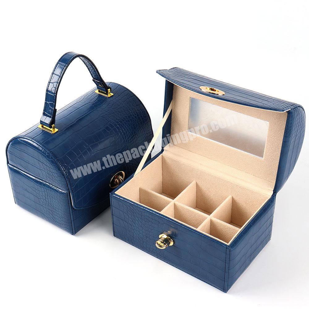 Customization packaging gift jewelry box with logo printed closure blue necklace jewelry box gift packaged with lock
