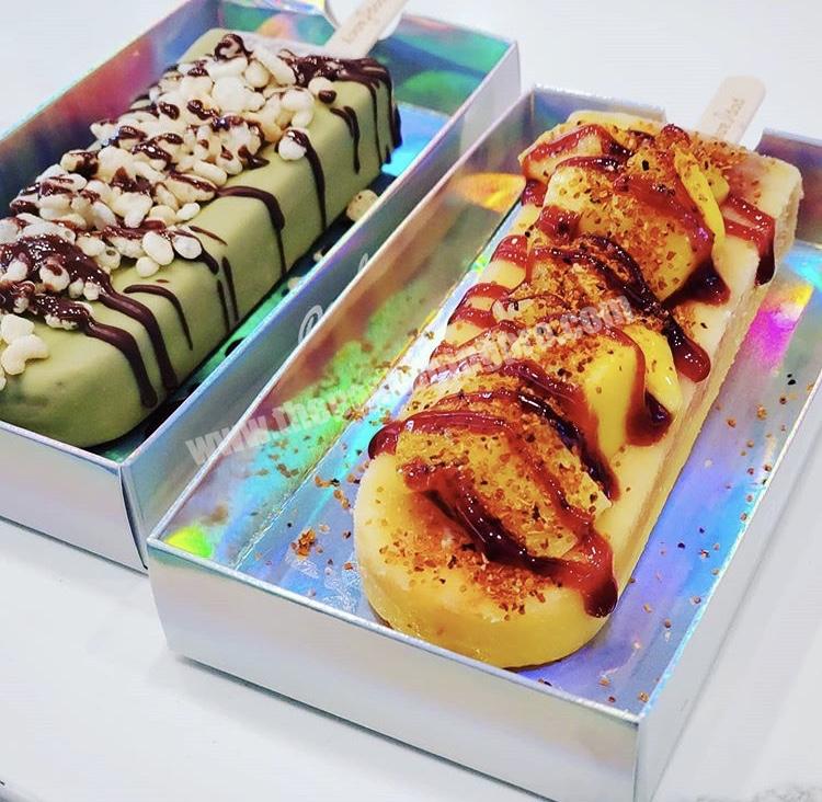 Customized  Ice Cream Hologram Box Popsicle Paper Tray Packaging Box