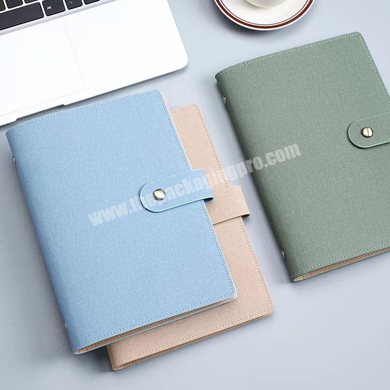 Customized 6 Ring Binder Loose Leaf Handmade Luxury PU Leather Refillable Business Stationery Notepad Notebook
