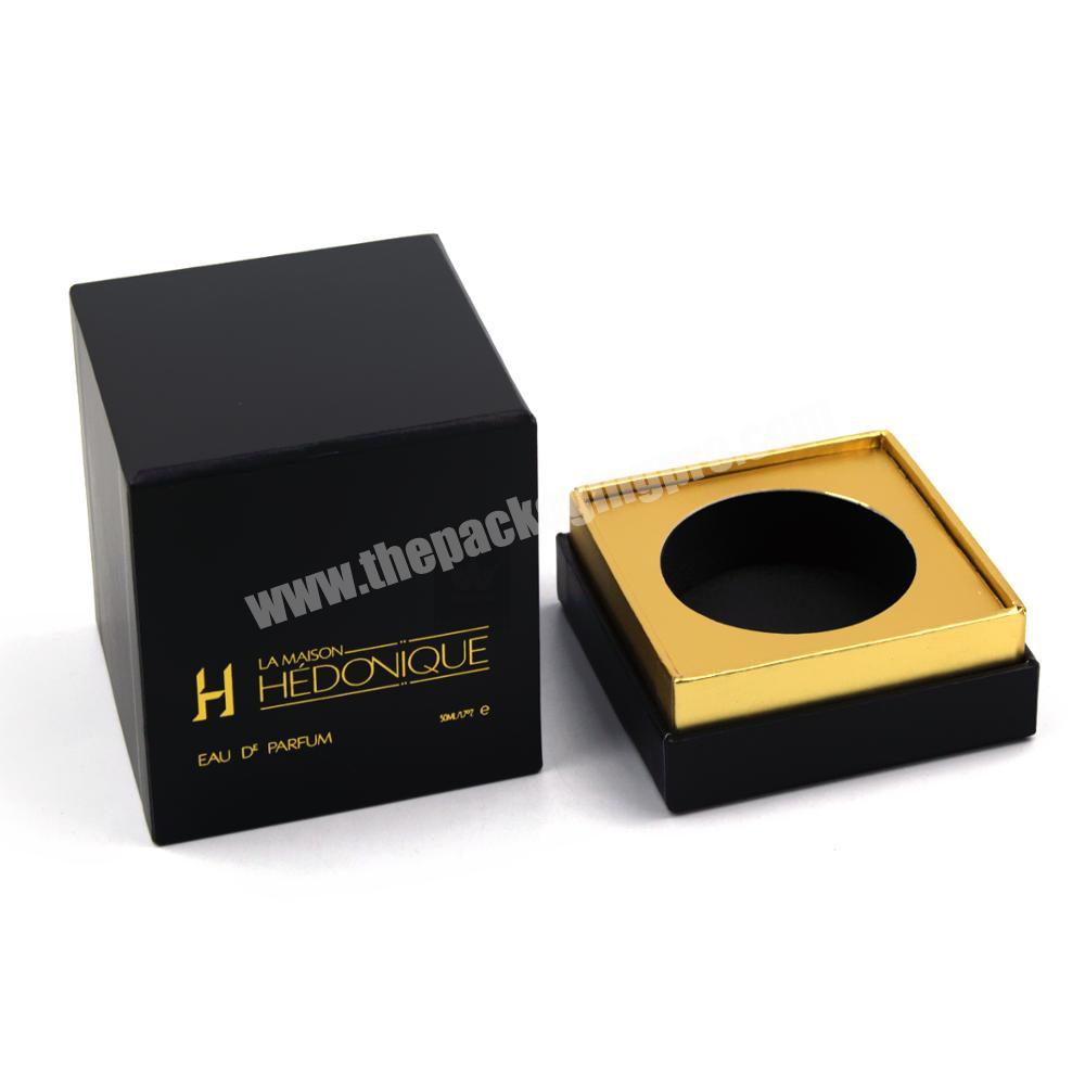 Customized Gold Metallic Logo Mini Candle Jar Luxury Packaging Rigid Paper Square Candle Box