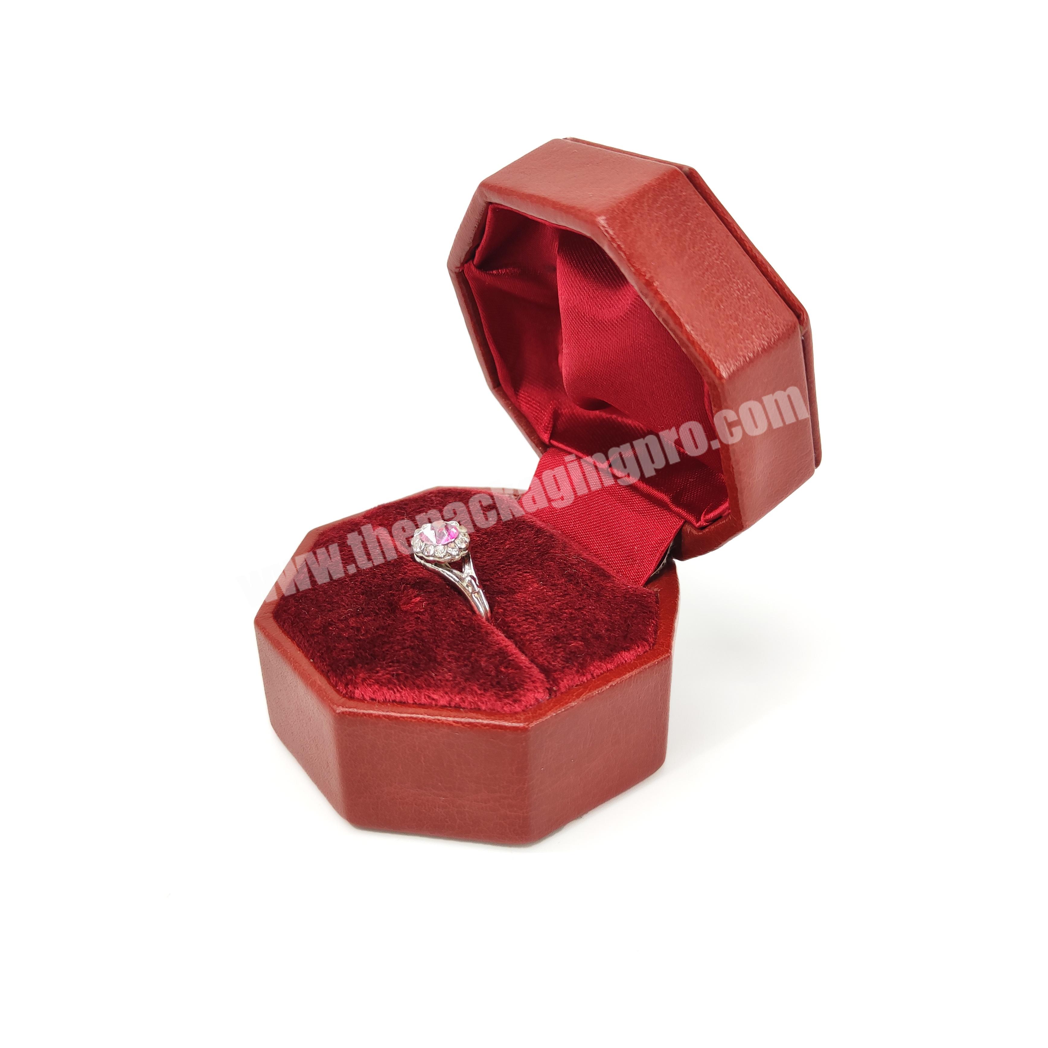 Customized LOGO luxury ring box PU ring box octagonal ring box factory direct sale