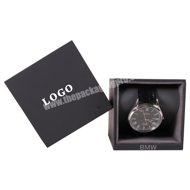 Customized Logo Black Matte Fashion Glossy UV Rigid Cardboard Lid And Base Open Watch Strap Gift Packaging Box