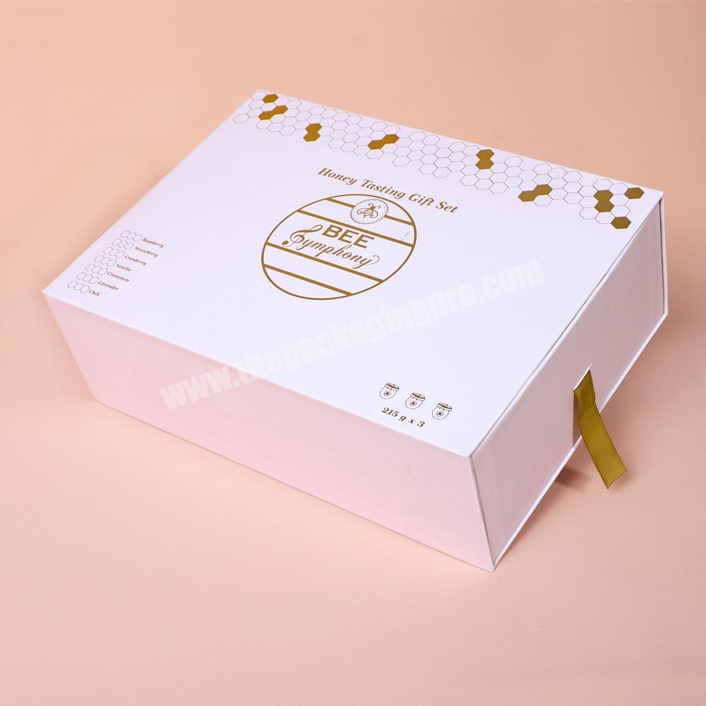 Customized Logo Luxury Color Printing Rigid Paperboard Drawer Sliding Packaging Boxes for Bee Honey Glas Jar Bottles
