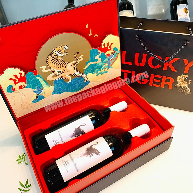 Customized Luxury Gift Champagne Alcohol Gift Box Packaging Wine Bottle Glass Wine Packaging Box