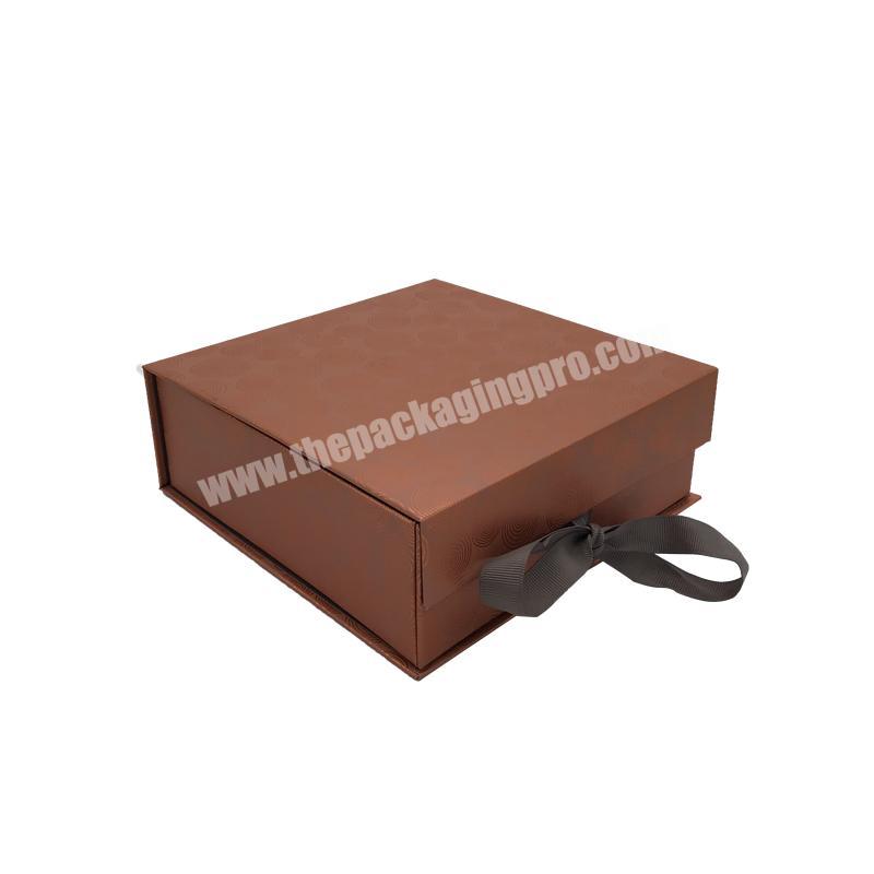 Customized Print Logo Cardboard  Magnetic Closure Printed Packaging Box With Ribbon