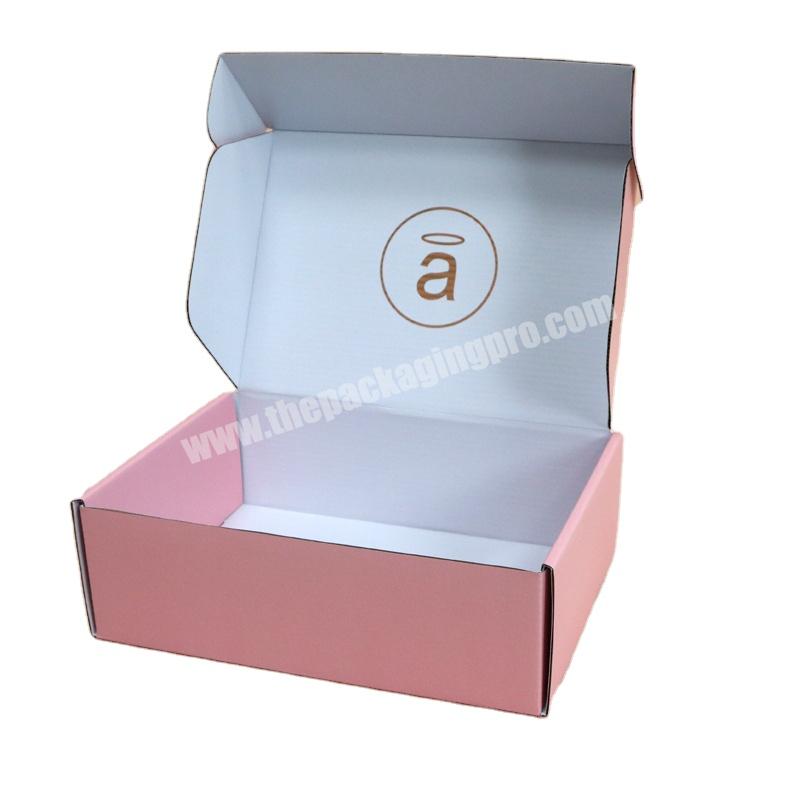 Customized Printed Small Pink Gold Foil Hot Stamping Shipping Corrugated Paper Craft Paper Box