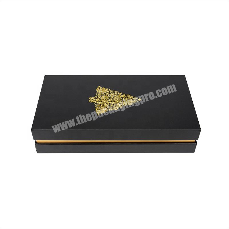 Customized Printing Logo Eco Friendly Black Paper Packaging Box With Gold Stamping Cosmetic Luxury Cardboard Box manufacturers