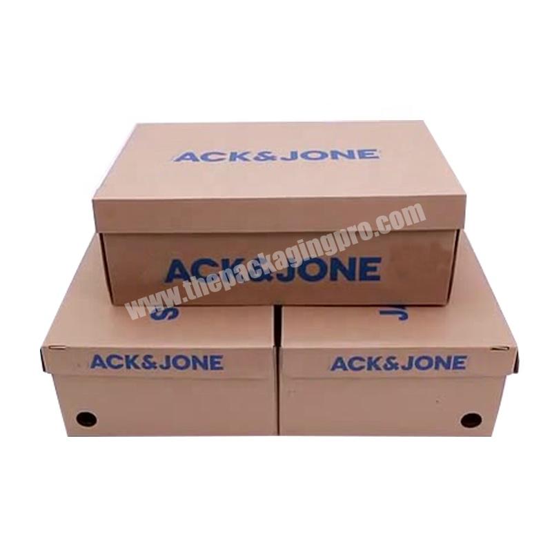 Customized Shoe Boxes Packaging Flat Folding Kraft Cardboard Corrugated Shoe Box For Shoes
