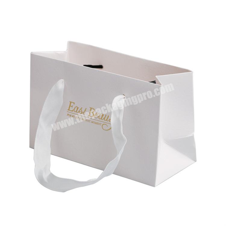 Customized Sizes White Heavy Cosmetic Packaging Shopping Apparel Spa Gift Tote Recycled Paper Bag
