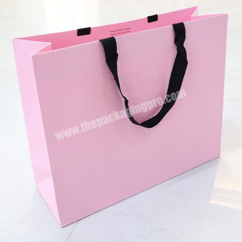 Direct sales competitive cheap price package luxury pink shopping packaging paper gift bag valentines day gift paper bag logo