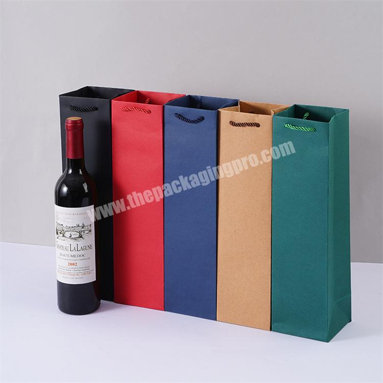 Eco Friendly Branded Liquor Whisky Alcohol Wine Bottle Gifts Packaging Kraft Paper Bags with Handles