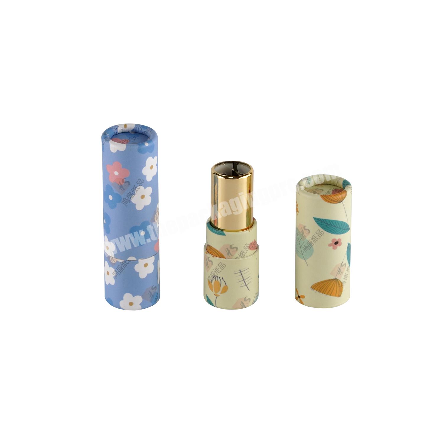Eco Friendly Customize Logo Cylinder Paper Tube Lipstick Packaging Kraft Cosmetic Cardboard Box