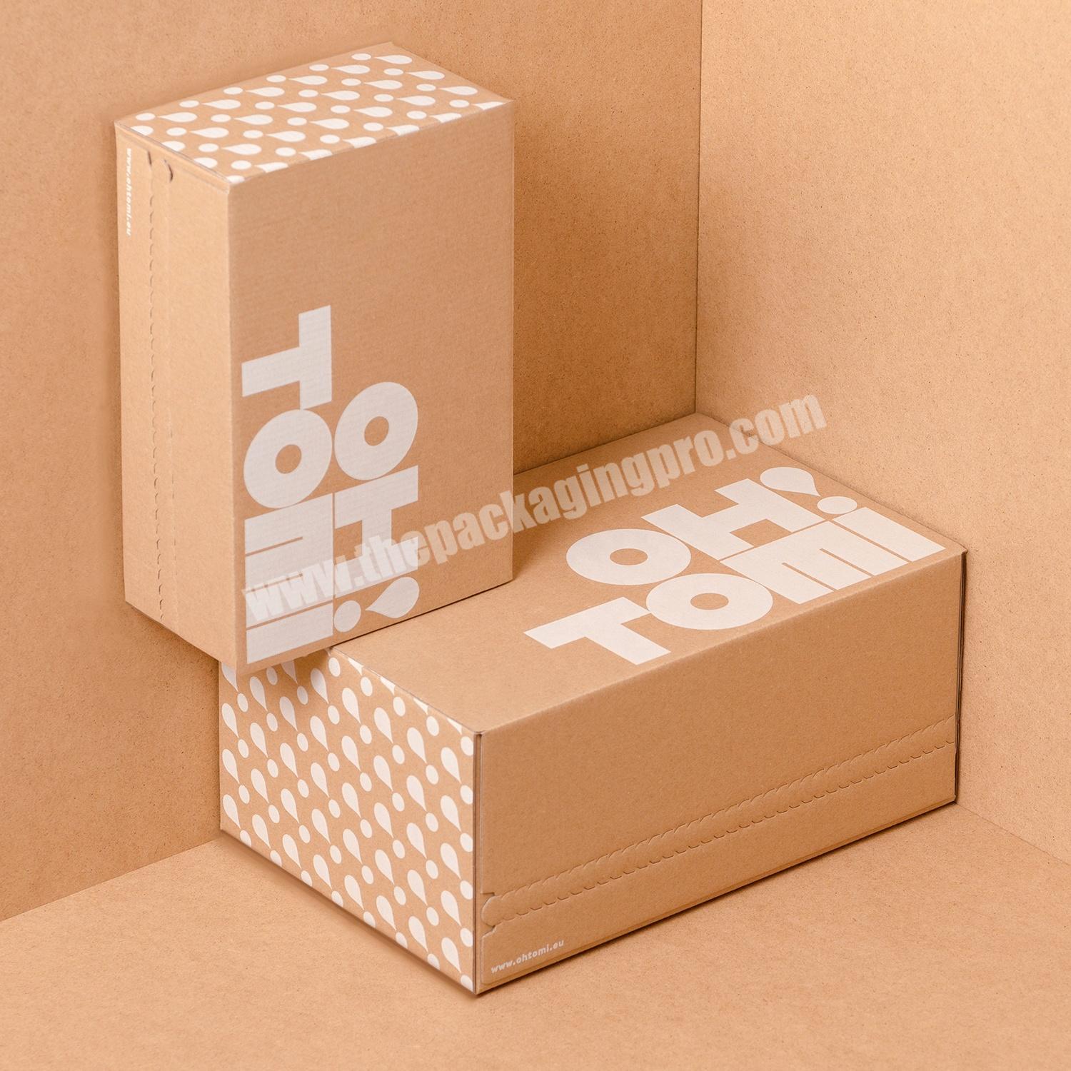 Eco Friendly Ecommerce Natural Minimalist Custom Logo Shipping Box Packing Delivery Adhesive Tear Strip Mailer Packaging Box