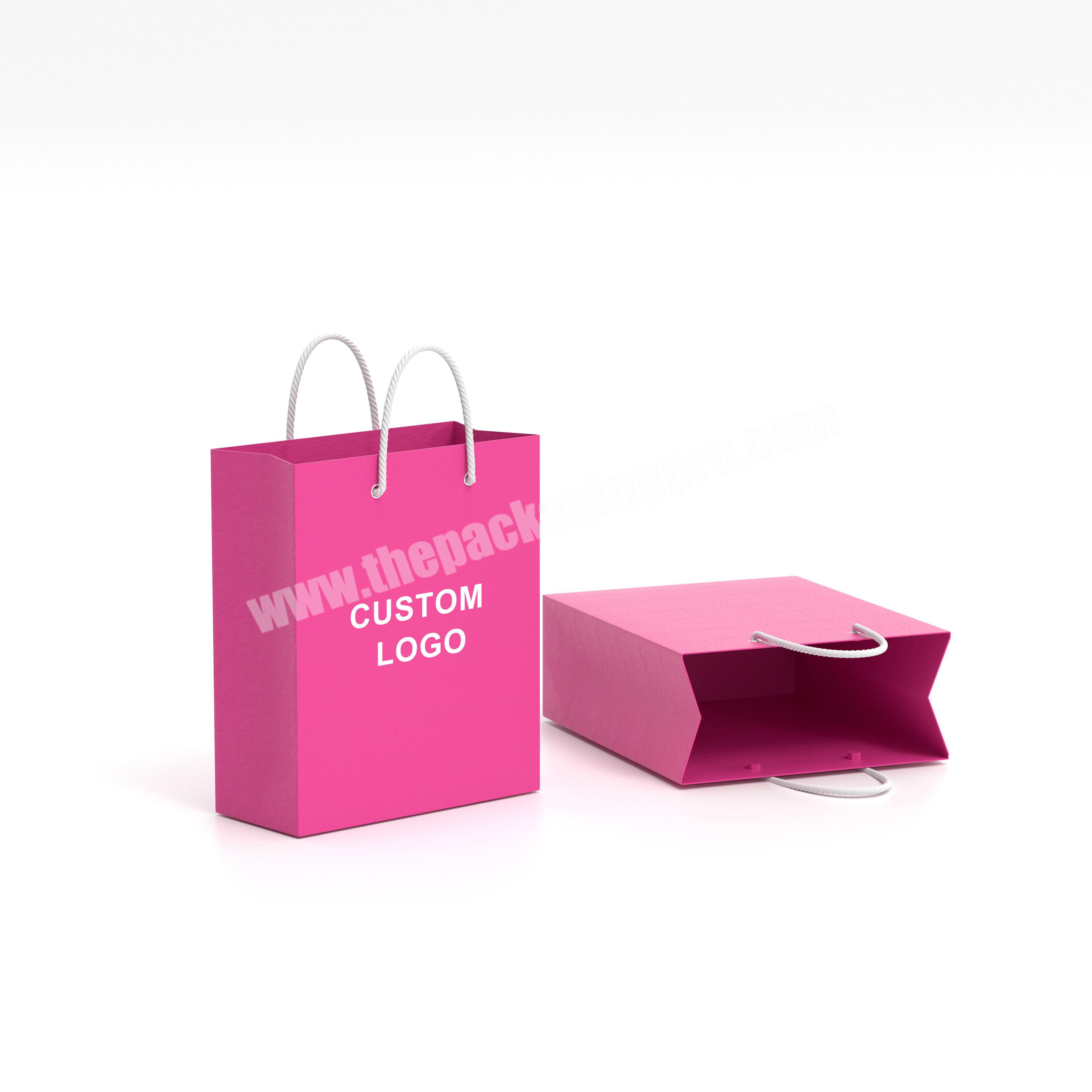 Ecofriendly fair craft shows thank you shopping packaging paper bag pink bolsa de regalo papel gift bag cheap gift bag