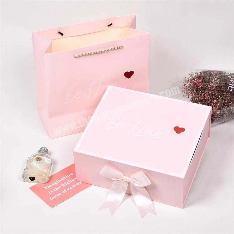 Elegant Pink Cardboard Wedding Dress Birthday Christmas Bridal Party Favor Gift Packaging Box with Bow